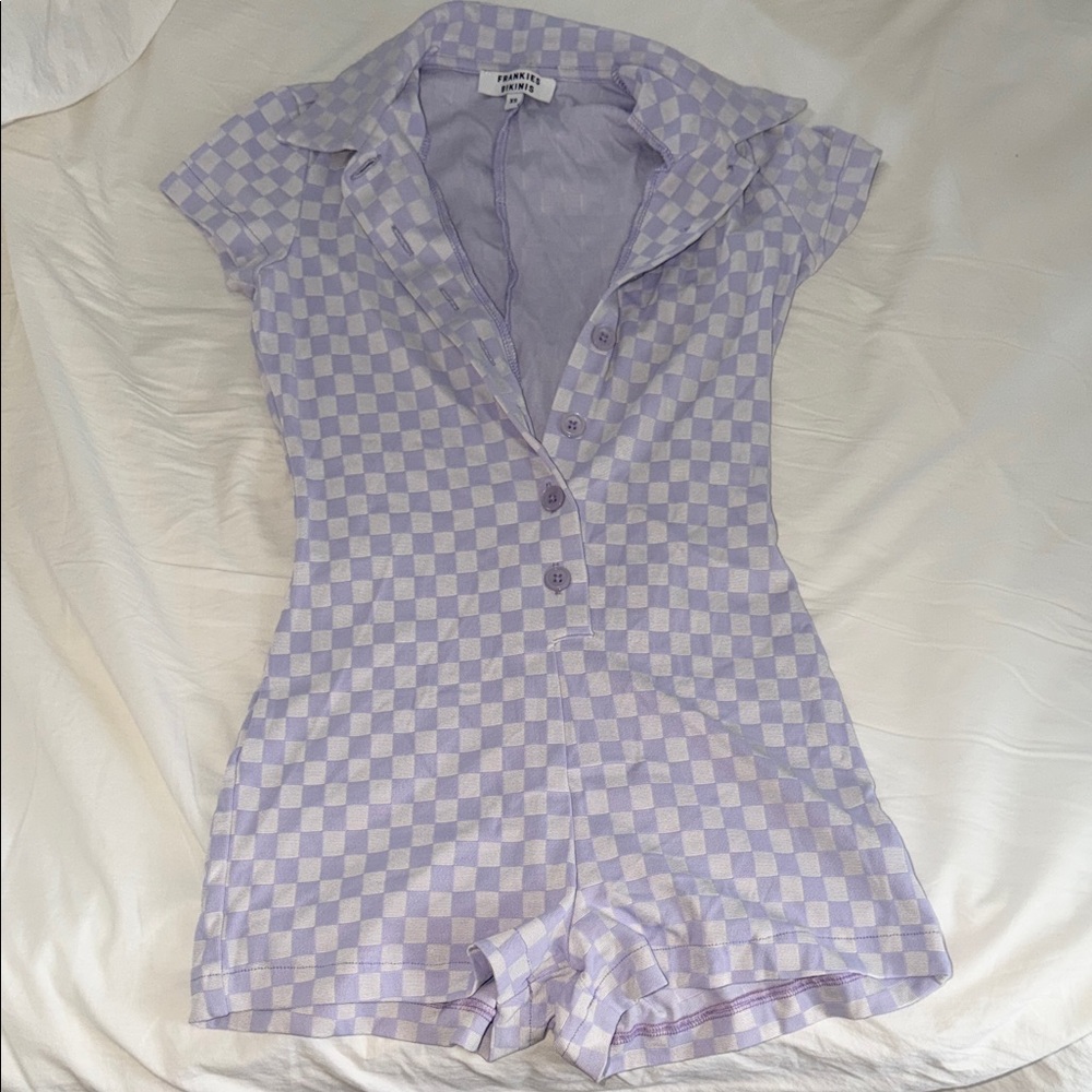 Frankie's Bikinis Lavender Checkered playsuit